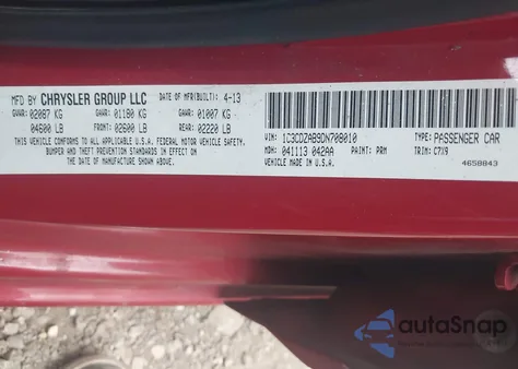 2013 Dodge Avenger Se from USA, damaged, VIN 1C3CDZAB9DN708010